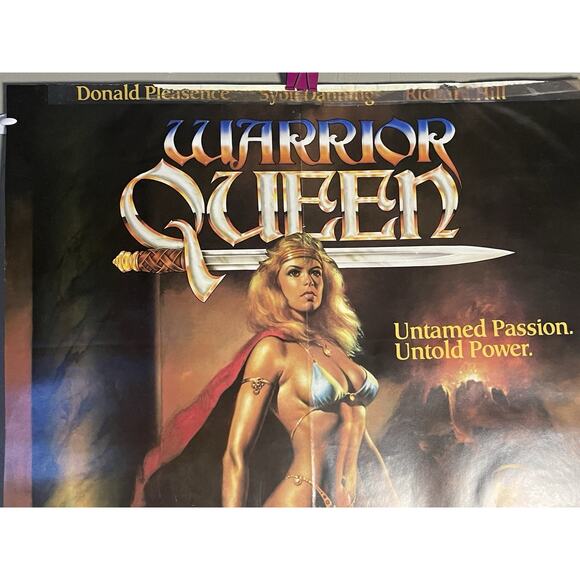 Vintage Warrior Queen Original Movie Poster 1987 37.5x23.75 Boris Vallejo Art - Picture 7 of 7